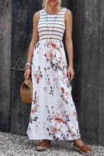 Load image into Gallery viewer, Striped Floral Print Sleeveless Maxi Dress with Pocket
