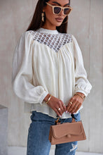 Load image into Gallery viewer, Crochet Lace Textured Balloon Sleeve Blouse
