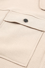 Load image into Gallery viewer, Khaki Waffle Knit Buttons Cropped Jacket with Pockets
