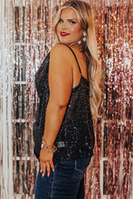 Load image into Gallery viewer, Plus Size Drape Neck Sequin Tank Top
