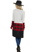 Load image into Gallery viewer, Plaid Colorblock Striped Cardigan
