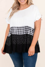 Load image into Gallery viewer, Plaid Dot Ruffled Plus Size Babydoll Top
