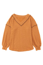 Load image into Gallery viewer, Textured V Neck Long Sleeve Knit Top
