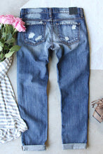 Load image into Gallery viewer, Heart Shaped Patchwork Straight Leg Distressed Jeans
