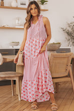 Load image into Gallery viewer, Abstract Print Split Neck Sleeveless Maxi Dress
