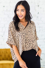 Load image into Gallery viewer, Animal Print V-neck Rolled Sleeve Tunic Top
