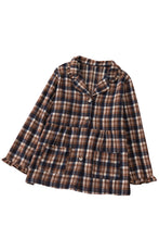 Load image into Gallery viewer, Yellow Plaid Print Button-up Turn Down Collar Plus Size Coat
