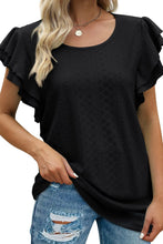 Load image into Gallery viewer, Rhombus Textured Ruffle Short Sleeve Blouse
