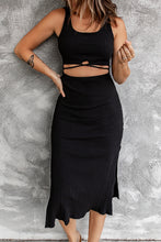 Load image into Gallery viewer, Criss Cross Cut-out Slits Sleeveless Midi Dress
