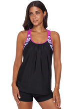 Load image into Gallery viewer, Blouson Striped Printed Strappy T-Back Push up Tankini Top

