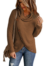 Load image into Gallery viewer, Khaki Buttoned Wrap Turtleneck Sweater
