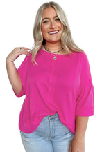 Load image into Gallery viewer, Plus Size Ribbed 3/4 Sleeves Flowy Top
