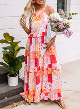 Load image into Gallery viewer, Multicolor Boho Geometric Floral Print Sleeveless Maxi Dress
