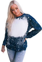 Load image into Gallery viewer, Navy Tie-dyed Crew Neck Pullover Sweatshirt
