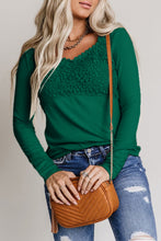 Load image into Gallery viewer, Lace Crochet V Neck Long Sleeve Top

