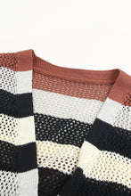Load image into Gallery viewer, Striped Color Block Hollowed Knit Cardigan
