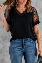 Load image into Gallery viewer, Polka Dot Mesh Patchwork Short Sleeve Blouse
