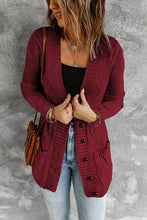 Load image into Gallery viewer, Burgundy Front Pocket and Buttons Closure Cardigan

