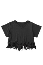 Load image into Gallery viewer, Fringe Hem V Neck T Shirt
