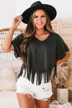 Load image into Gallery viewer, Fringe Hem V Neck T Shirt
