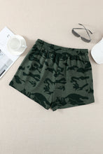 Load image into Gallery viewer, Army Green Camo Print Raw Hem Casual Shorts
