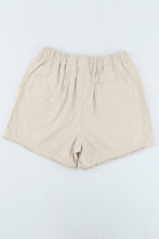 Load image into Gallery viewer, Khaki Solid Color Drawstring Frayed Hem Pocketed Shorts
