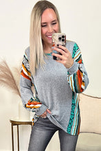 Load image into Gallery viewer, Leopard Serape Drop Shoulder Bubble Sleeves Knit Top
