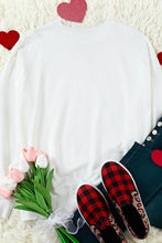 Load image into Gallery viewer, Beige Valentine&#39;s Day Heart Graphic Pullover Sweatshirt
