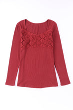 Load image into Gallery viewer, Lace Crochet V Neck Long Sleeve Top
