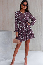 Load image into Gallery viewer, Polka Dot Print Lace-up Ruffled Mini Dress
