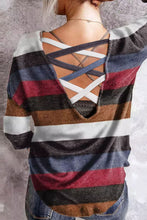 Load image into Gallery viewer, Striped Crisscross Back Long Sleeve Top
