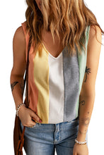 Load image into Gallery viewer, Multicolor Color Block V-Neck Waffle Knit Tank Top
