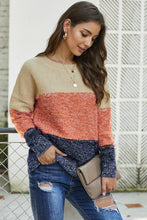 Load image into Gallery viewer, Color Block Netted Texture Pullover Sweater
