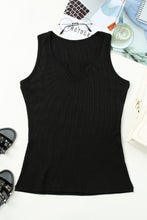 Load image into Gallery viewer, Split Neck Ribbed Knit Tank Top
