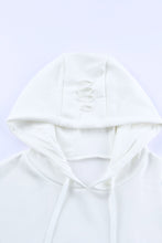 Load image into Gallery viewer, Solid Ripped Hooded Sweatshirt with Kangaroo Pocket
