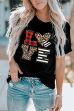 Load image into Gallery viewer, LOVE Heart Plaid Striped Leopard Print Graphic T Shirt
