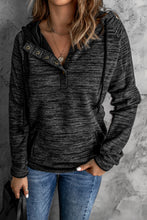 Load image into Gallery viewer, Heathered Print Button Snap Neck Pullover Hoodie
