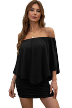 Load image into Gallery viewer, Multiple Dressing Layered Black Mini Poncho Dress
