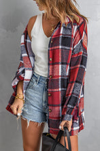 Load image into Gallery viewer, Plaid Print Buttoned Shirt Jacket
