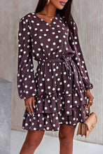 Load image into Gallery viewer, Polka Dot Print Lace-up Ruffled Mini Dress
