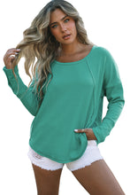 Load image into Gallery viewer, Waffle Knit Splicing Buttons Long Sleeve Top
