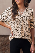 Load image into Gallery viewer, Animal Print V-neck Rolled Sleeve Tunic Top
