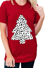 Load image into Gallery viewer, Leopard Christmas Tree Print Short Sleeve Graphic Tee
