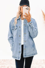 Load image into Gallery viewer, Acid Wash Flap Pocket Boyfriend Shacket
