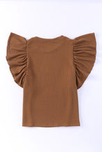 Load image into Gallery viewer, Ribbed Knit Ruffled Short Sleeve T Shirt
