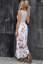 Load image into Gallery viewer, Striped Floral Print Sleeveless Maxi Dress with Pocket
