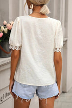 Load image into Gallery viewer, Lace Jacquard Short Sleeve V Neck Casual Shirt

