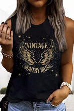 Load image into Gallery viewer, Vintage Country Music Wing Glitter Print Tank Top
