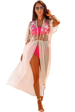 Load image into Gallery viewer, Floral Mesh Lace Crochet Open Front Kimono
