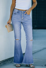 Load image into Gallery viewer, High Rise Distressed Bell Bottom Denims
